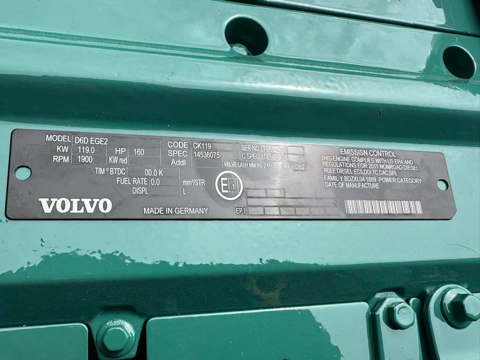 Volvo D6D 实机照片
